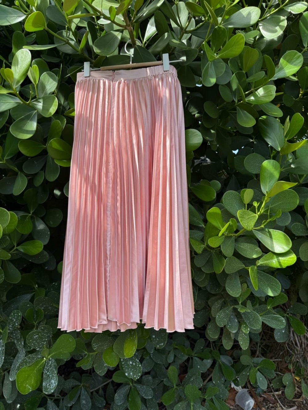 Allegra K Blush Pink Satin pleated Midi Skirt. Size- Small, Romantic,Party